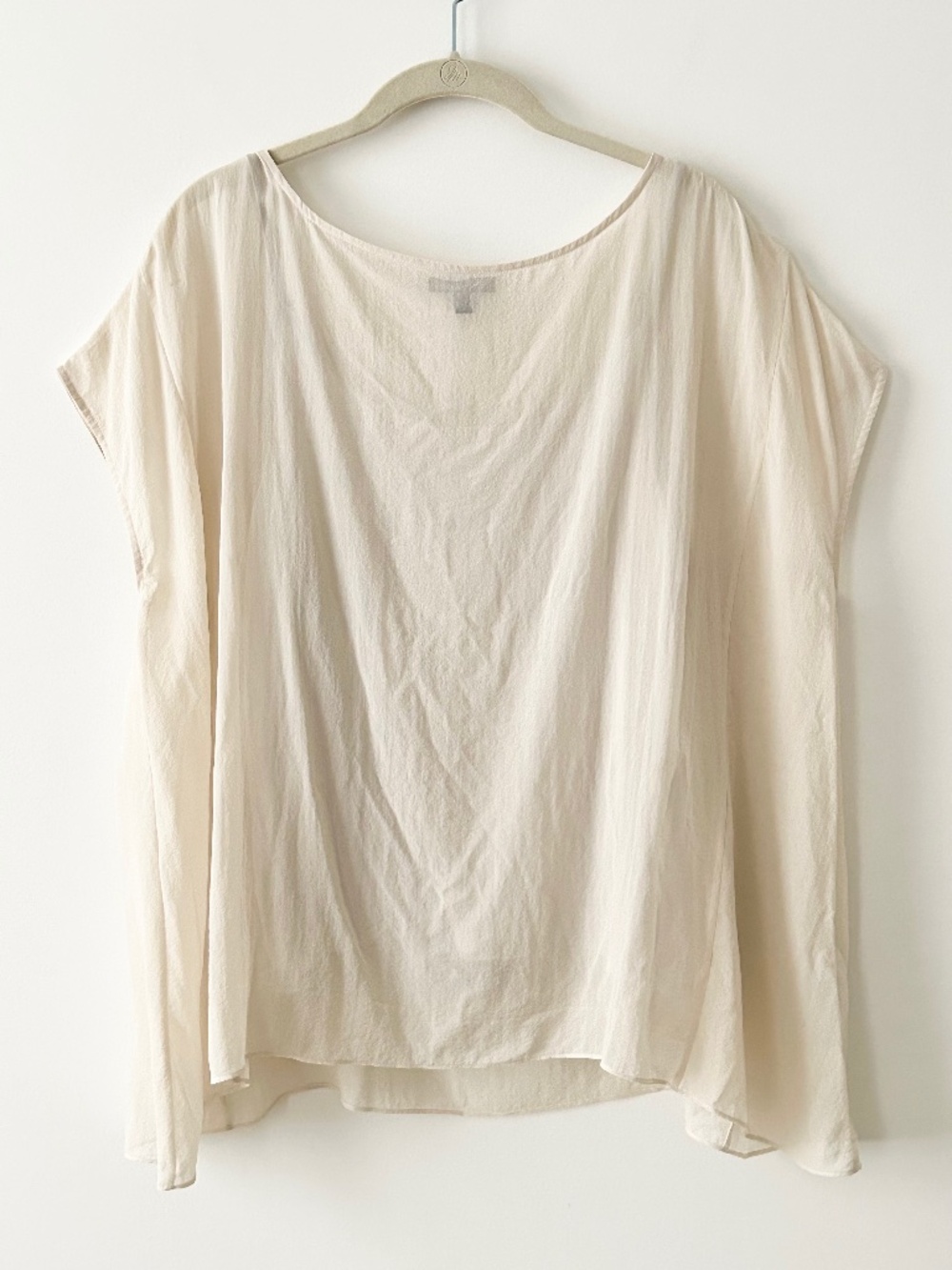 Eileen Fisher 100% Silk Cream Layered Top